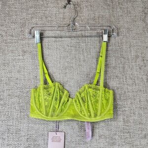 SAVAGE X FENTY Bra by RIHANNA Womens 32DD Lime Green Underwire Lace NEW